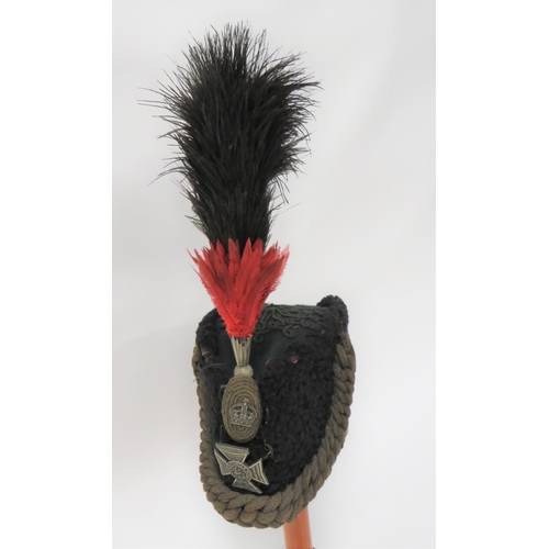 305 - Post 1901 Queens Victoria's Rifles Lambswool Cap
dark green felt crown with green gimp decoration.  ... 