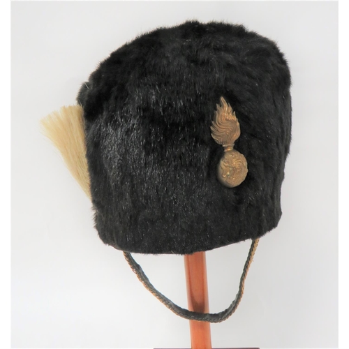 306 - Royal Scots Fusiliers Other Ranks Busby
black, short fur Busby.  Front mounted, brass Victorian crow... 