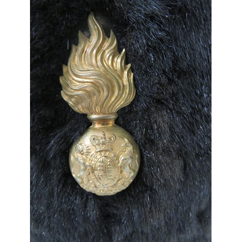 306 - Royal Scots Fusiliers Other Ranks Busby
black, short fur Busby.  Front mounted, brass Victorian crow... 