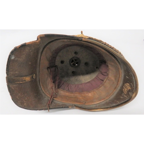 307 - Victorian General List Officer's Home Service Helmet
black felt, four panel crown.  Pointed front pe... 