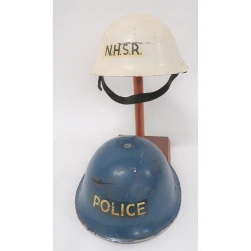 313 - National Health Service Reserve Post War Turtle Helmet
white painted outer shell with black transfer... 