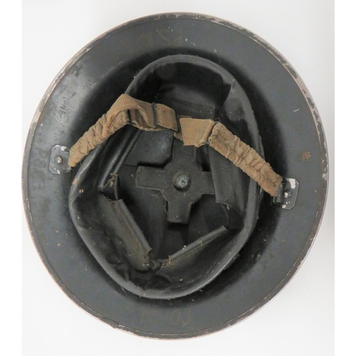 314 - 1939 Dated Police Station Sergeant MKII Steel Helmet
black/dark blue painted outer shell.  Transfer ... 