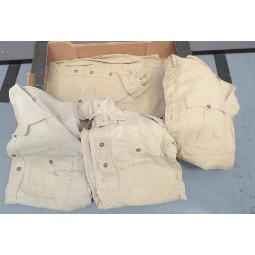 337 - Four WW2 Pattern British Aertex Bush Shirts
light khaki drill Aertex, half fastened front shirts. &n... 