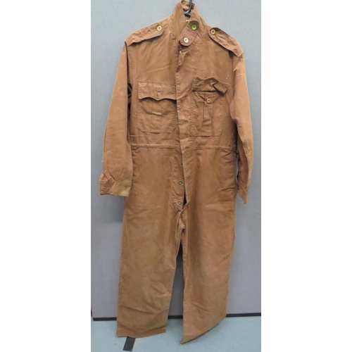 349 - Pre War Commercially Made Overall and Tank Holster Suit
brown waterproof, waxed cotton, full overall... 