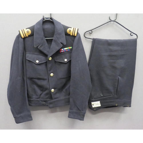 358 - 1945 Admiralty Officer's Battledress Uniform
consisting dark blue woollen, single breasted, open col... 