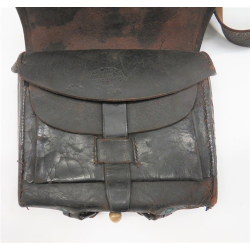 398 - Mid 19th Century American Cartridge Pouch And Strap
black leather, large pouch.  The full front... 