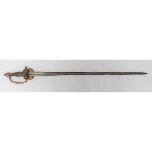 45 - British 1796 Pattern Infantry Officer’s Sword.32 1/4 inch, single edged blade with large fuller.  Tr... 