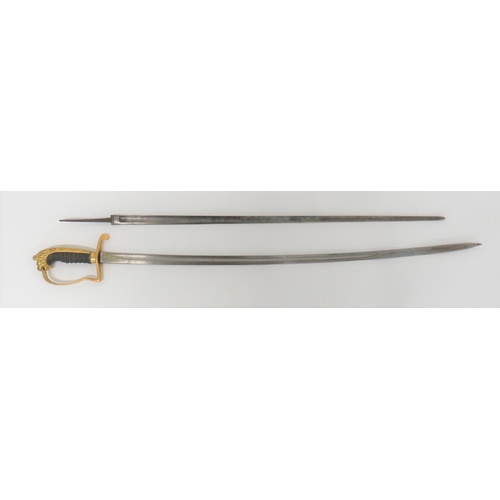 65 - Early 20th Century Fighting Sword And Spare Blade
31 1/4 inch, single edged, narrow, slightly curved... 