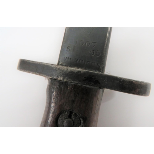 79 - British 1907 SMLE WW1 Bayonet
17 inch, single edged blade with fuller.  Forte with maker 'Wilki... 