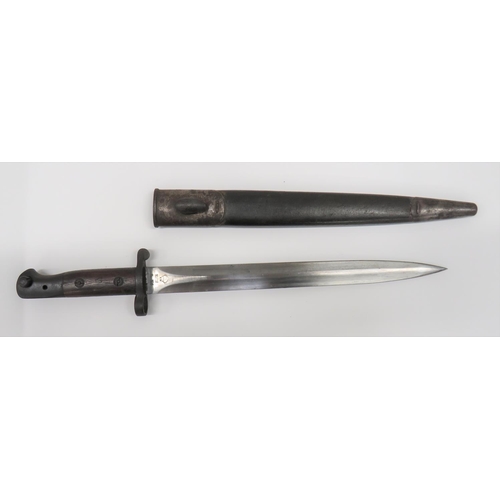 87 - 1903 Pattern Bayonet By Enfield
12 inch, double edged blade.  Forte with 