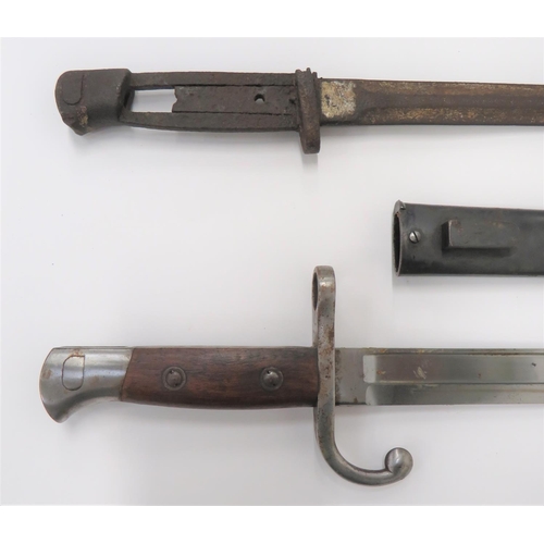 96 - Belgian M1889 Mauser Bayonet And Another
9 3/4 inch, single edged blade with wide fuller.  Stee... 