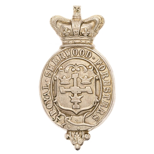 80 - Royal Sherwood Foresters Victorian glengarry badge circa 1874-81.  Good scarce die-stamped white met... 