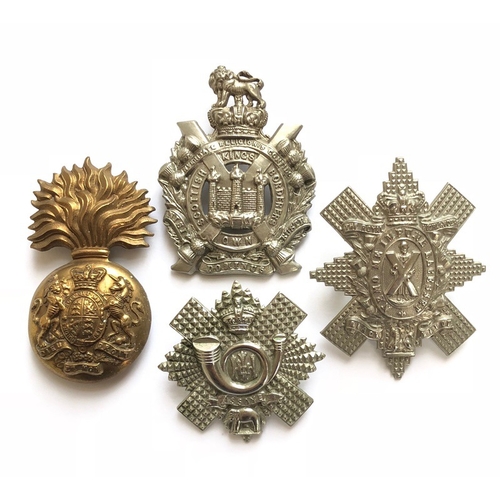 107 - 4 Scottish Victorian glengarry badges.  Royal Scots Fusiliers ... Kings own Scottish Borderers ... B... 