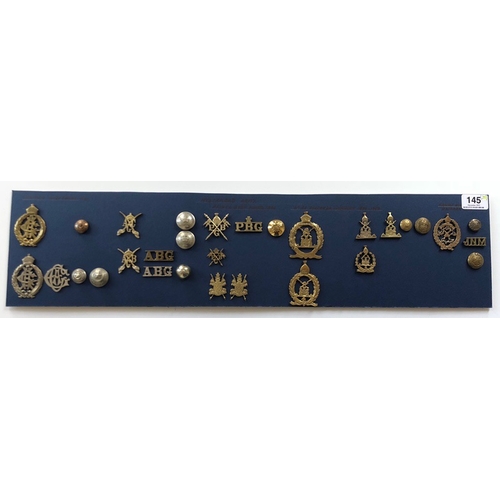 145 - Indian. Hyderabad Army 30 items of insignia.  Good carded selection of Cavalry head-dress and pagri ... 