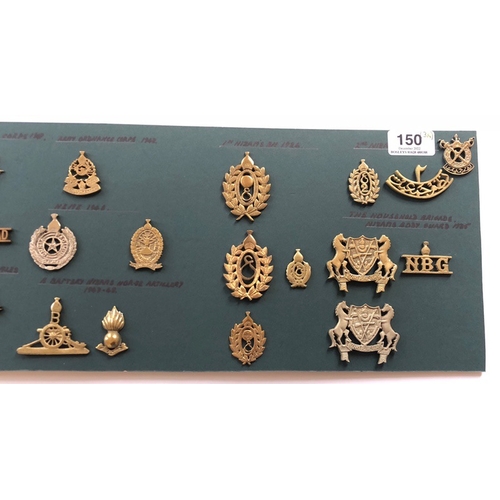 150 - Indian. Hyderabad Army 34 items of insignia.  Good carded selection of various Infantry, Artillery a... 