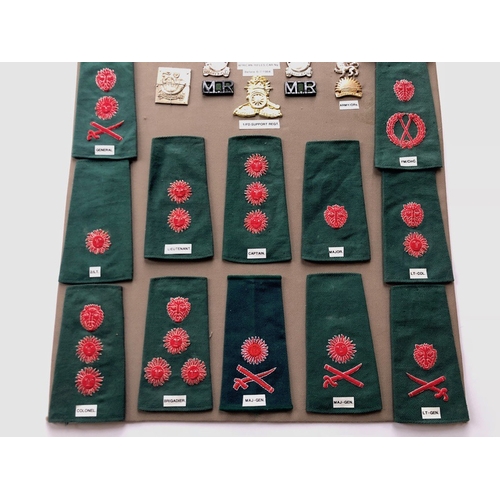 160 - Nyasaland and Malawi Military 28 items of insignia mainly post 1964.  Board with good tabulated disp... 