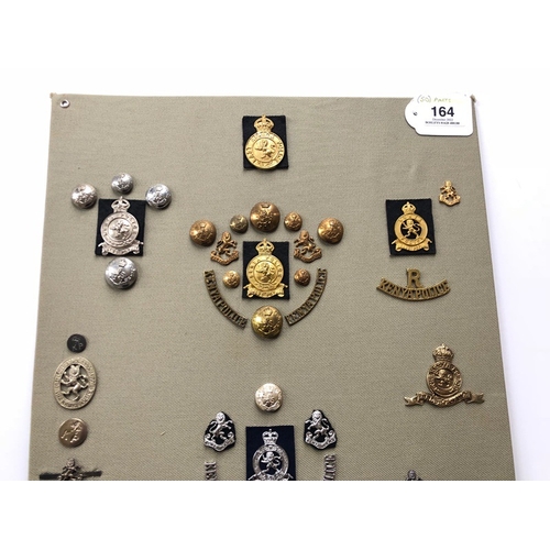 164 - Kenya Police 50 items of insignia.  Board with good display of mainly metal badges including East Af... 