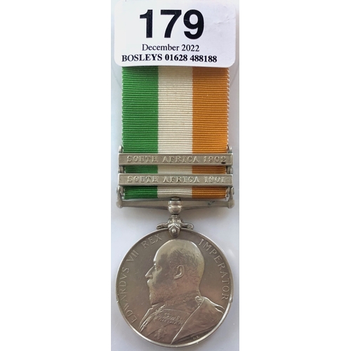 179 - Bedfordshire Regiment Boer War two clasp Kings South Africa Medal.  Awarded to 3640 PTE A. LIVINGS B... 