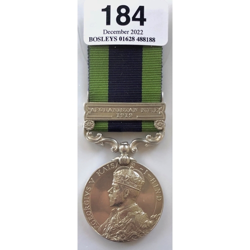 184 - 1st Bn Yorkshire Regiment India General Service Medal.  Awarded to 9713 PTE J. H. KERMODE 1-YORK R. ... 