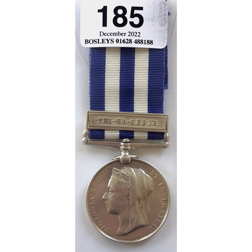 185 - Royal Artillery Egypt Medal, clasp “Tel-El-Kebir”.  Awarded to 27237 DRIV A HICKS F/1BDE R.A.       ... 