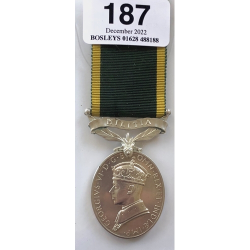 187 - Royal Engineers Militia Territorial Force Efficiency Medal  George VI example awarded to 1987275 CPL... 