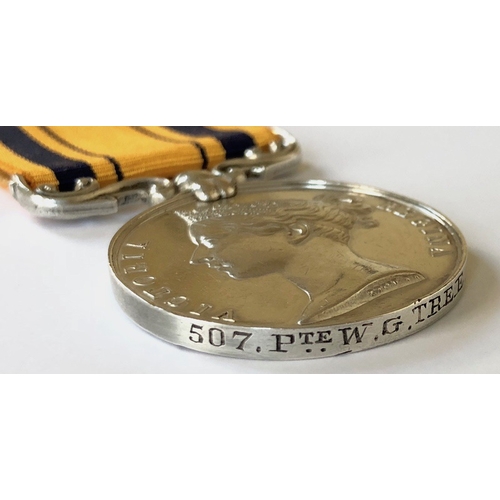 196 - Army Service Corps South Arica Zulu War Medal.  Awarded to 507 PTE W.G. TREE A.S.C. Possibly renamed