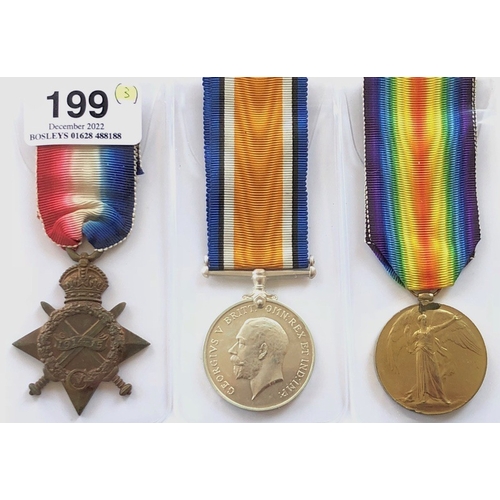 199 - WW1 2nd Suffolk Regiment 1915 Casualty Group of Three Medals.  Awarded to 13073 PTE W.J. HARRISON SU... 