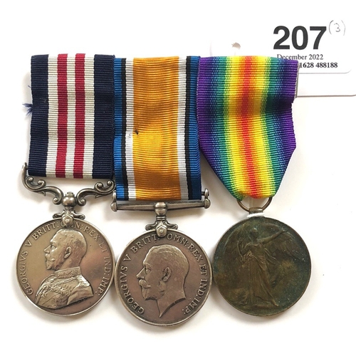 207 - WW1 Royal Field Artillery Military Medal Group of Three.  Awarded to L-45277 DVR A ELSON RA. Compris... 