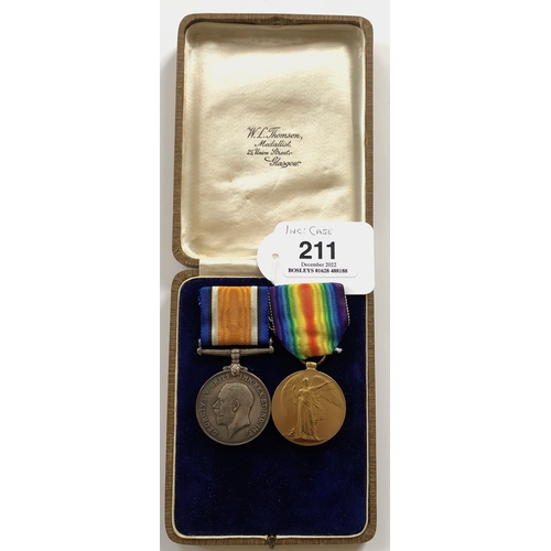 211 - WW1 Royal Navy Surgeon Pair of Medals.  Awarded to SURG LT J.R.B. ROBB RN. Comprising British War Me... 