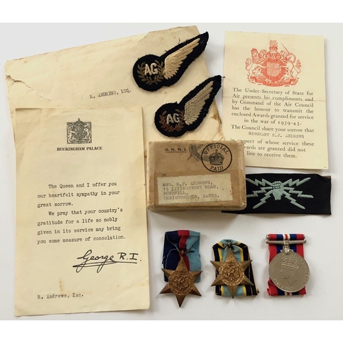 230 - WW2 1942 RAF Bomber Command Aircrew Europe Star Casualty Group of Medals.  Awarded to Sergeant Ewart... 