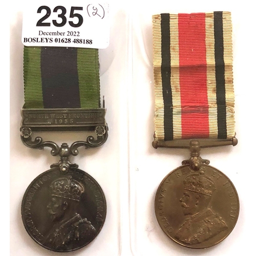 235 - 1st Bn Hampshire Regiment India General Service Medal Clasp NORTH WEST FRONTIER 1935.  Awarded to 46... 