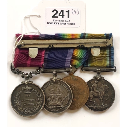 241 - Royal Navy Japan Yokohama 1923 Earthquake Meritorious Service Medal Group of Four.  A rare group awa... 