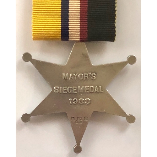 248 - Boer War Kimberley Star (Mayors Siege Medal) Medal.  A fine silver example Birmingham hallmarks for ... 