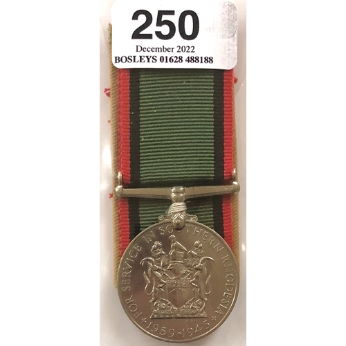 250 - Southern Rhodesia War Service Medal.  A rare example issued for service during the Second World War.