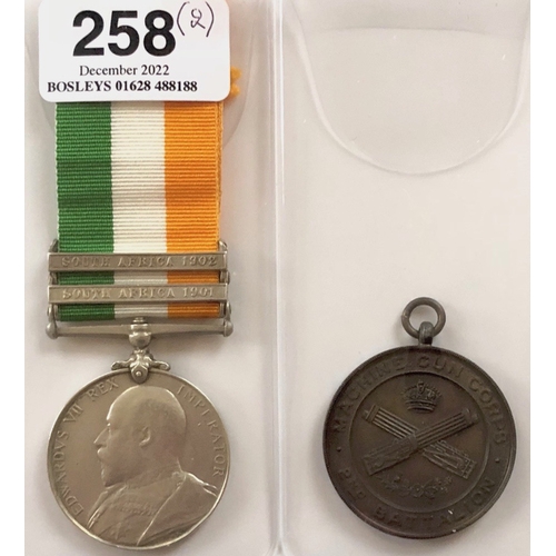 258 - Boer War Kings South Africa Medal & another.  Awarded to 6771 CORPL G STEWART SEAFORTH HIGHRS. Beari... 