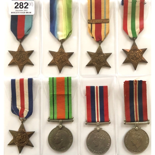 282 - 8 WW2 British Campaign Stars/Medals.  Comprising: 1939/45 Star ... Atlantic Star ... Africa Star (1s... 