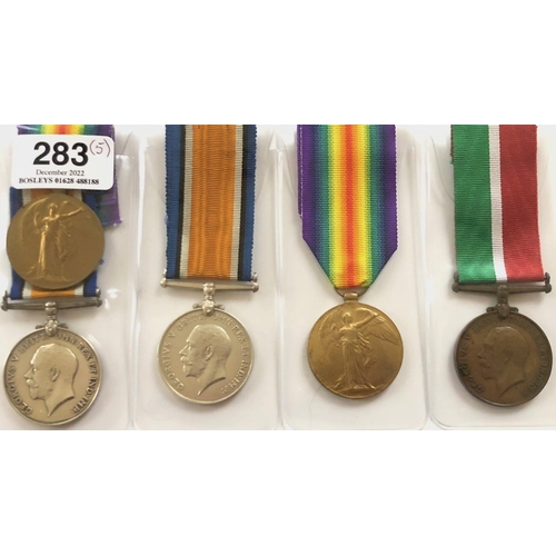 283 - 5 WW1 British Campaign Medals.  Comprising: British War Medal and Victory Medal 183465 GNR R. MICHAE... 