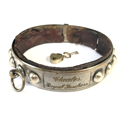 303 - Royal Fusiliers Regimental Battalion Mascot Dog Collar.  A rare example of a silver plated dog colla... 