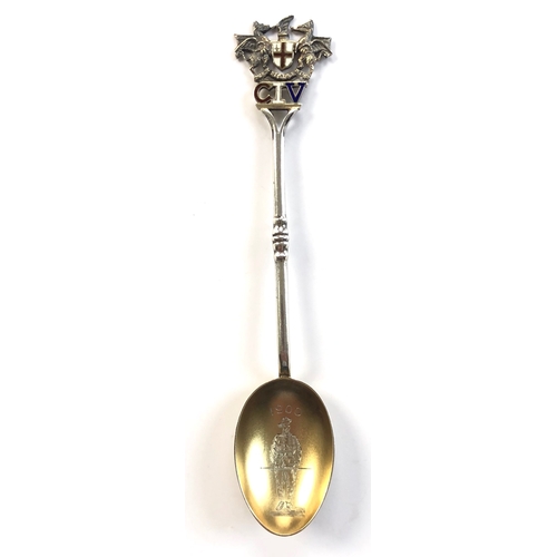 304 - CIV Boer War City Imperial Volunteers 1899 HM Silver Teaspoon.  A good quality example with colour e... 