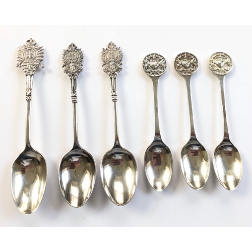 306 - 6 HM Silver Regimental Teaspoons. 3 x London Rifle Brigade, 3 x City of London National Guard Volunt... 