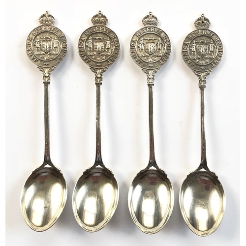 310 - Jamaica Reserve 4 Regimental 1916 HM Silver Teaspoons.  All bearing silver hallmarks Birmingham 1916... 