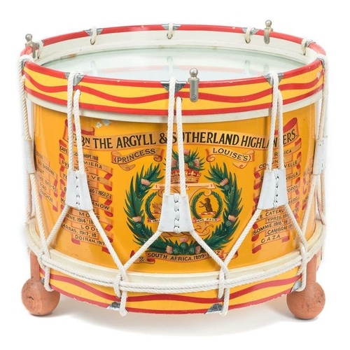 311 - Scottish Argyll & Sutherland Highlanders Drum Table. A good rope tension example. The yellow bod... 