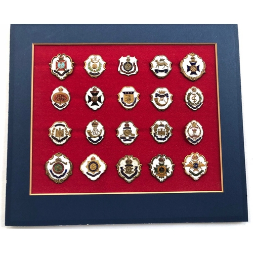 315 - WW1 White Faced Enamel Regimental Sweetheart Brooches  A selection of 20 brooches including: Royal B... 