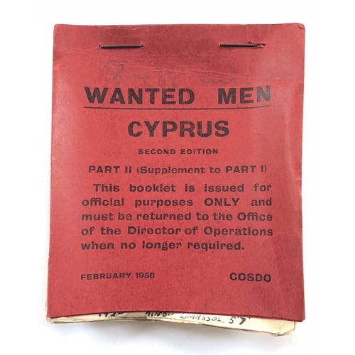 318 - Cyprus Emergency 1958 British Army Wanted Men Picture Reference Book February 1958 A rare original e... 