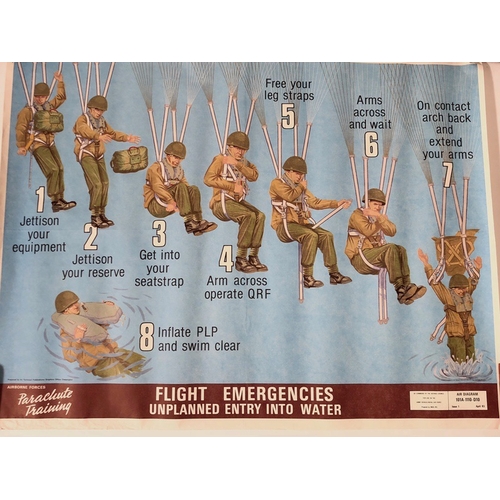 325 - Cold War Large British Airborne Forces Parachute Training Poster Emergencies   This official large c... 