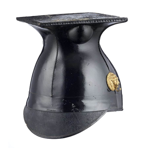 330 - Victorian  Lancer Officer Foul Weather Undress lance cap  A good rare example, of black patent leath... 