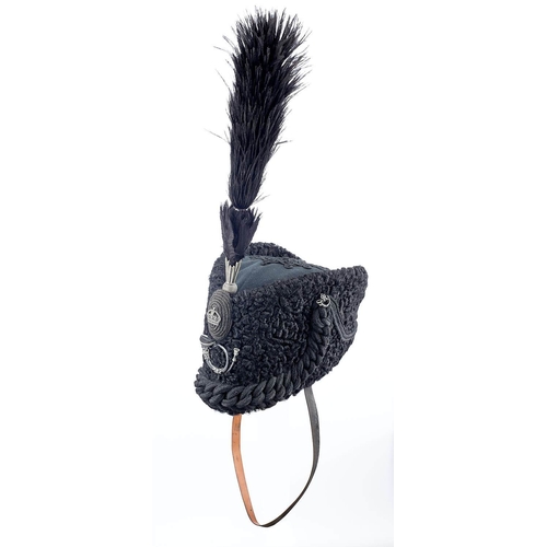 333 - Rife Brigade Edwardian / George V Officer Astrakhan Cap. A superb example of black astrakhan wool, w... 