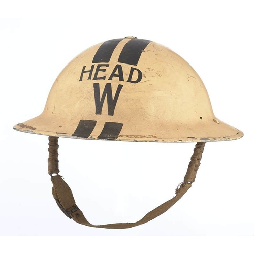 334 - WW2 Blitz Period Head Wardens Civil Defence Home Front Helmet.
  A scarce example the helmet with wh... 