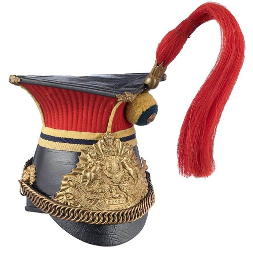 349 - 12th (Prince of Wales Royal) Lancers lance cap circa 1882-1905.  A good example of black patent leat... 