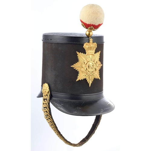 359 - 17th (Leicestershire) Regiment of Foot Victorian Officer Albert pattern shako circa 1844-55.  Fine r... 